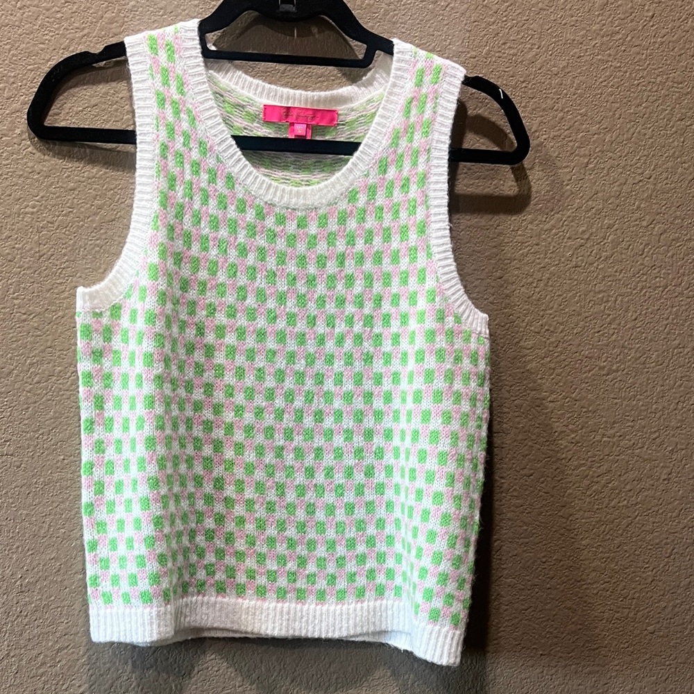 Green and pink checkered sweater set by Lilly Pulitzer